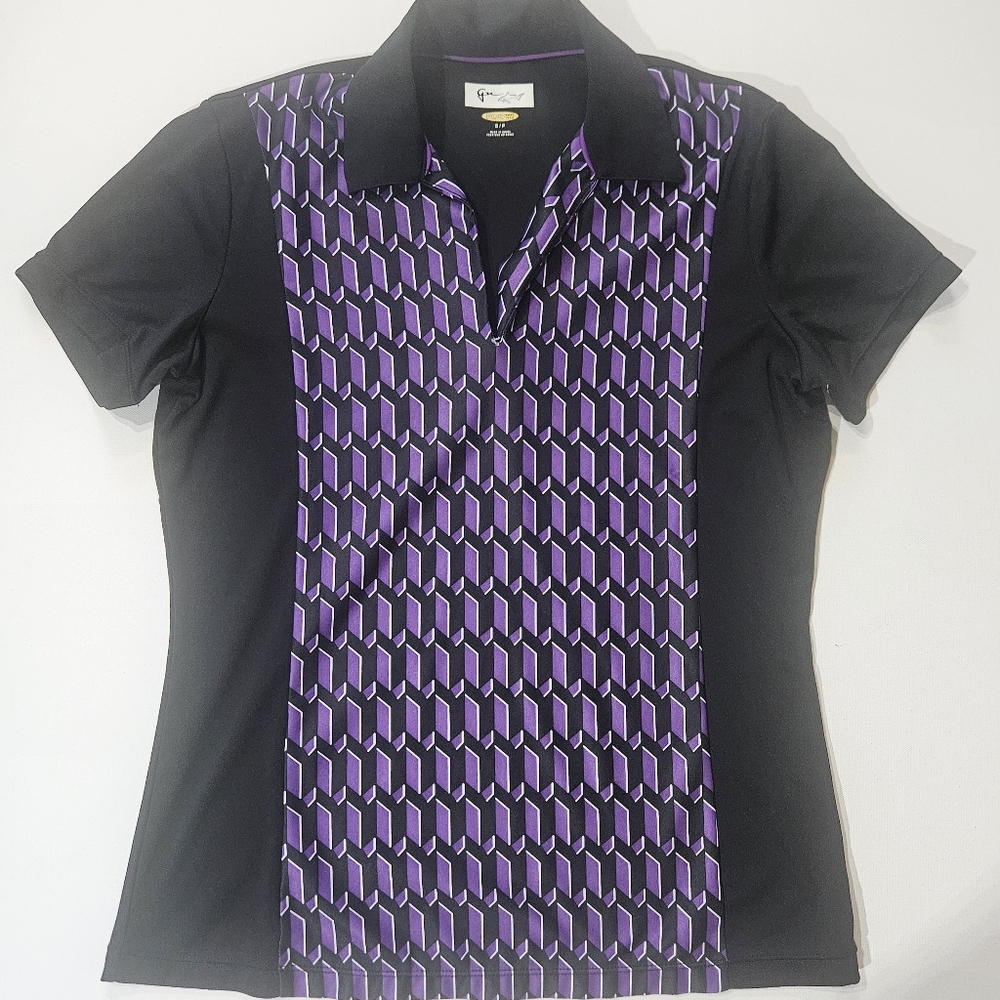 Greg Norman Collection Golf Top Womens Small Purple Black Play Dry Technology